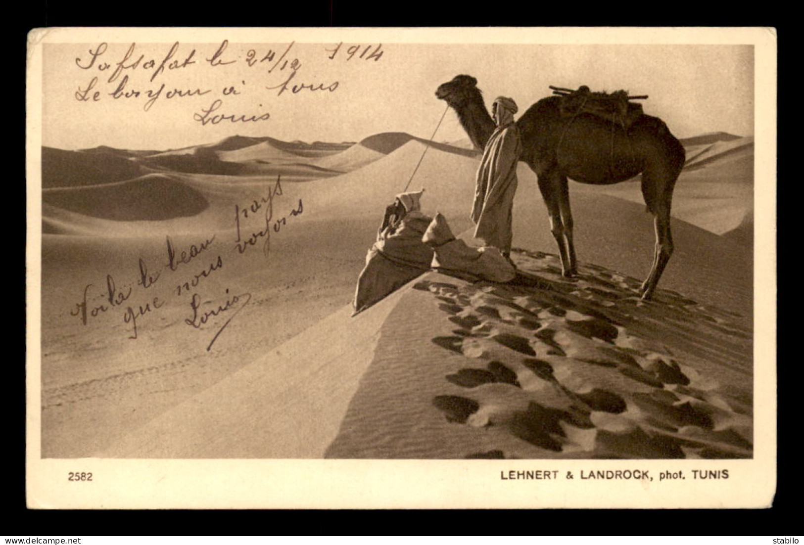 SCENES ET TYPES - SAHARA - LEHNERT ET LANDROCK - UNE OASIS EN VUE - CHAMEAUX - África