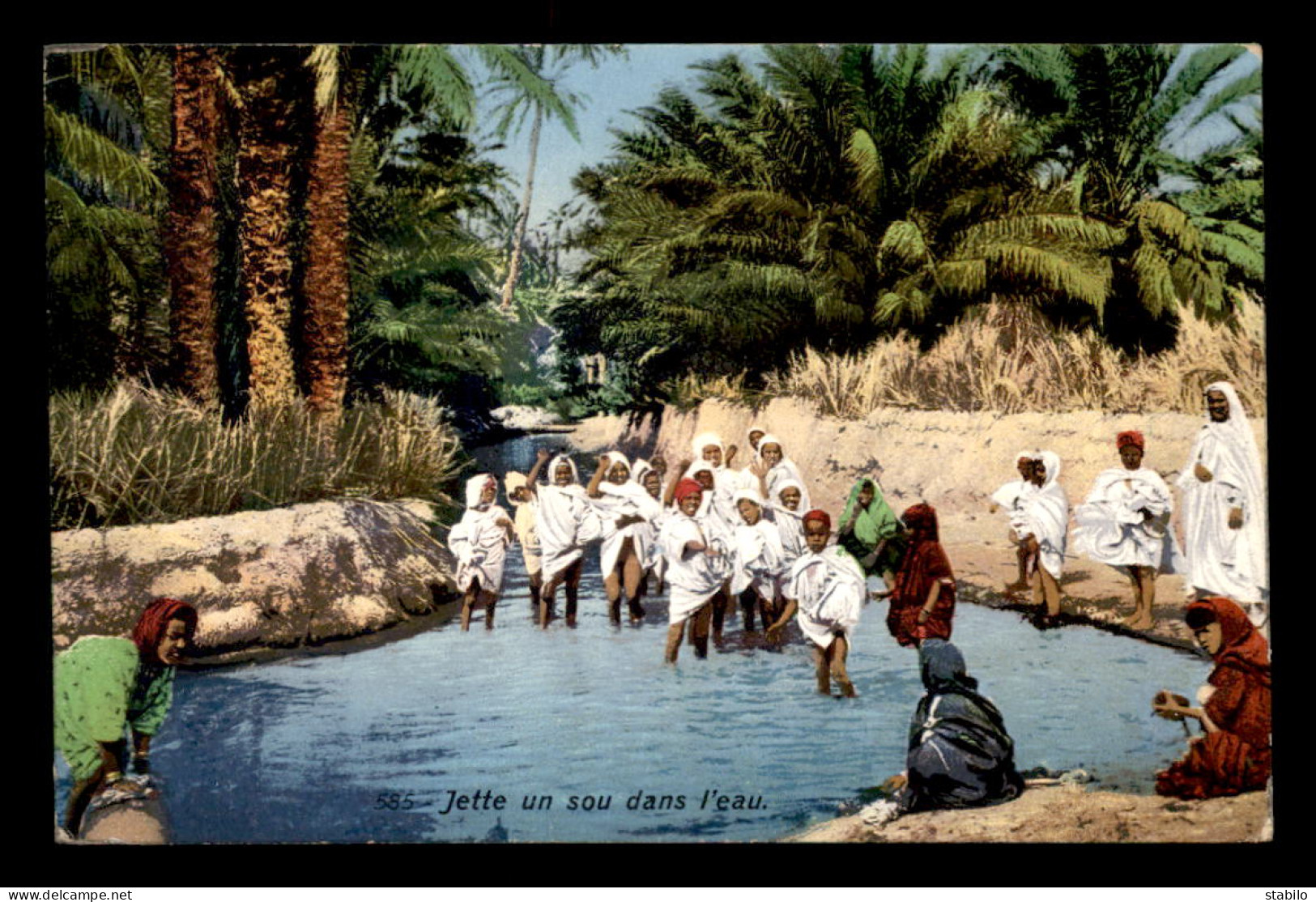 SCENES ET TYPES - SAHARA - LEHNERT ET LANDROCK - JETTE UN SOU DANS L'EAU - CARTE COLORISEE - Afrique