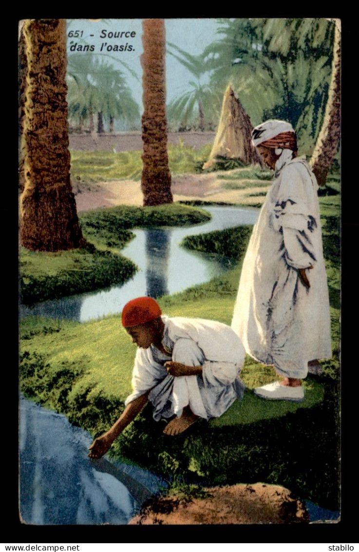 SCENES ET TYPES - SAHARA - LEHNERT ET LANDROCK - SOURCE DANS L'OASIS - CARTE COLORISEE - Afrique