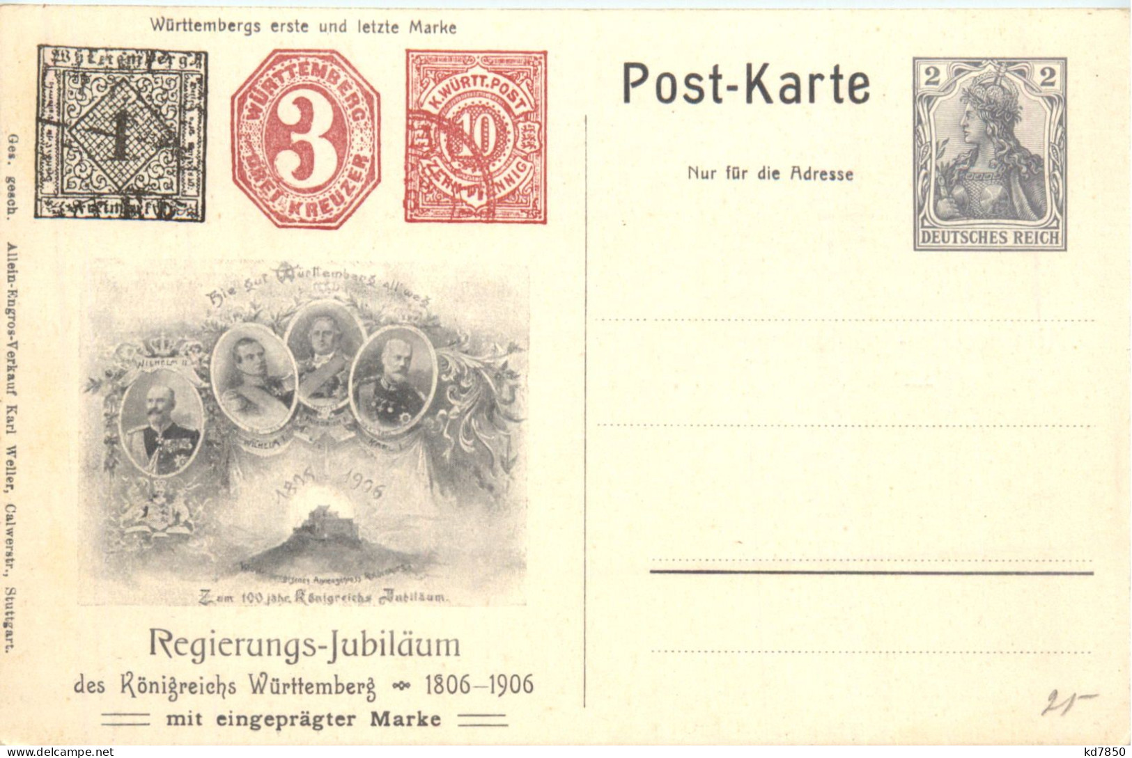 Württembergs Erste Und Letzte Briefmarke - Ganzsache - Timbres (représentations)