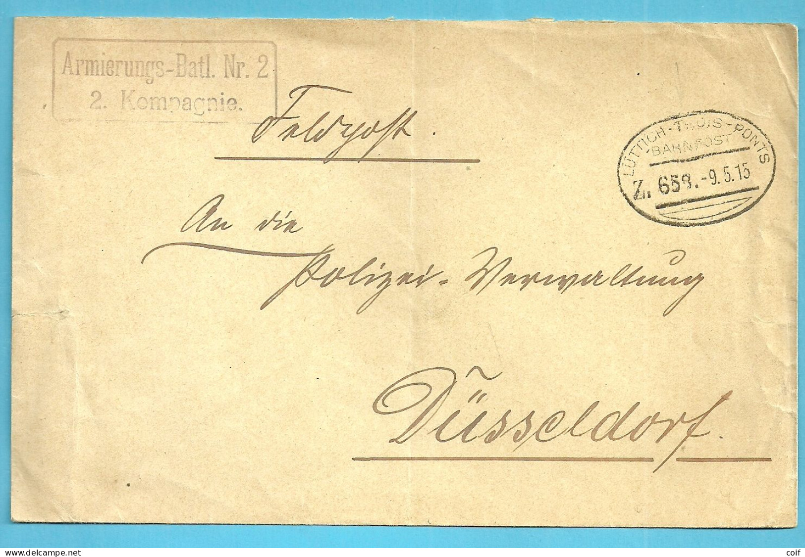 Brief Verzonden VIELSALM Met Treinstempel (ambulant)  LUTTICH-TROIS-PONTS / BAHNPOST / Z 658 - OC1/25 Gobierno General