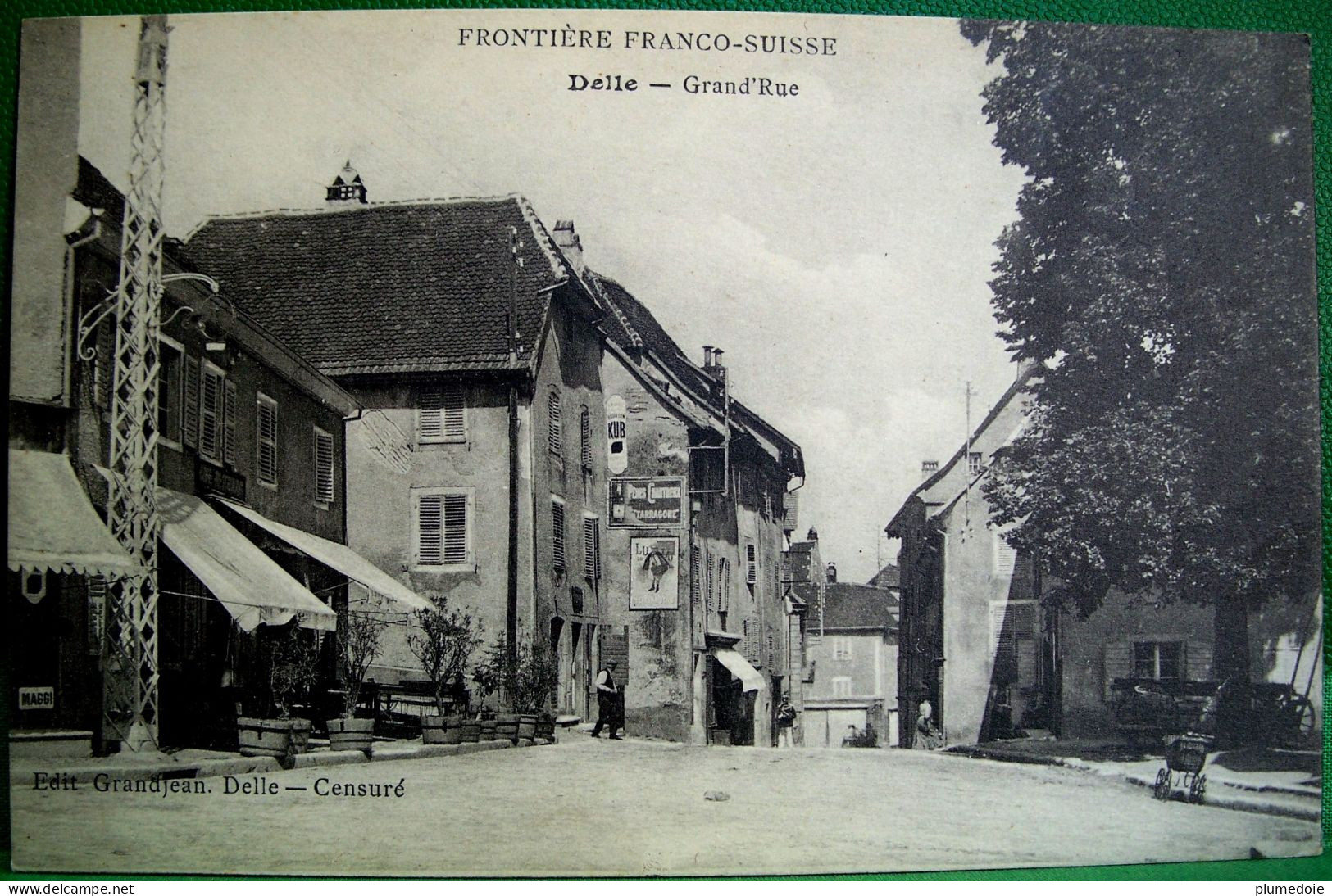 Cpa 90 FRONTIERE FRANCO SUISSE . DELLE , Animée , GRAND RUE éditeur GRANDJEAN - Delle