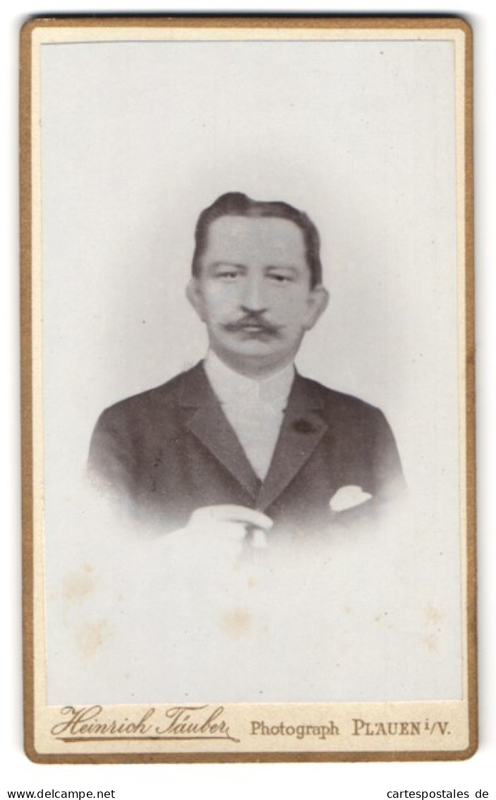 Fotografie Heinrich Täuber, Plauen I. V., Oberer Graben 17, Portrait Edelmann Mit Schnauzbart  - Personnes Anonymes