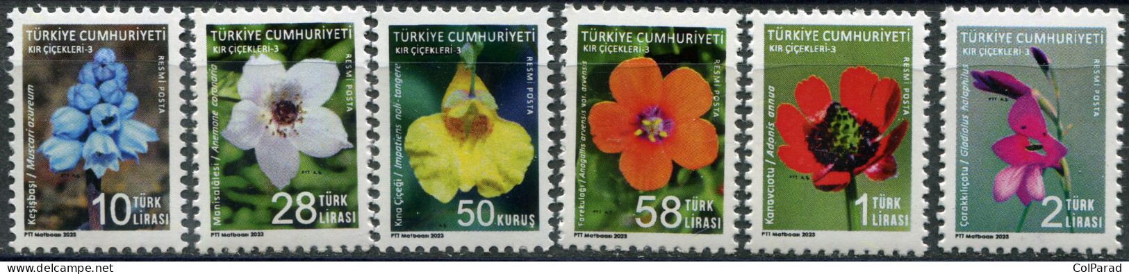 TURKEY - 2023 - SET OF 6 STAMPS MNH ** - Wildflowers - Unused Stamps