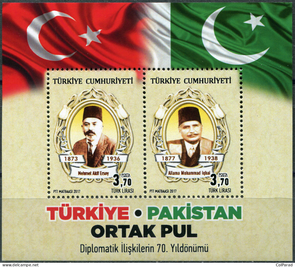 TURKEY - 2017 - S/S MNH ** - 70 Years Of Diplomatic Relations With Pakistan - Unused Stamps