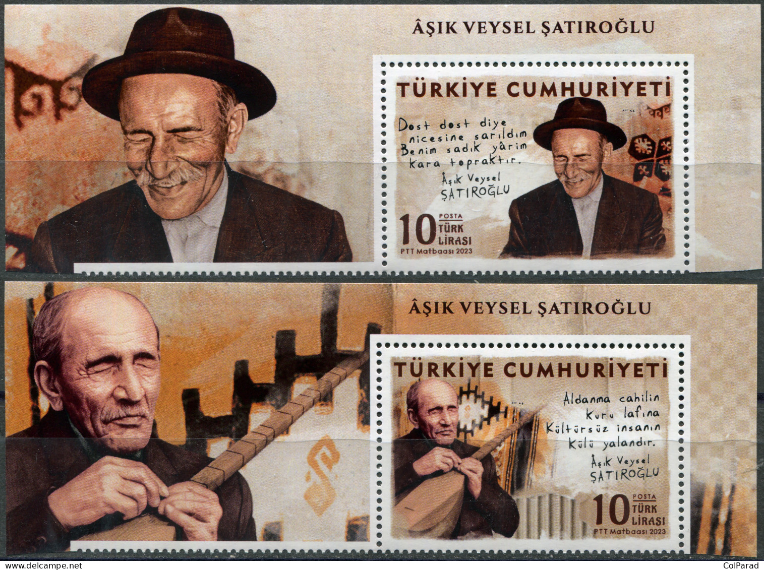 TURKEY - 2023 - SET OF 2 STAMPS MNH ** - Âşık Veysel Şatıroğlu, Poet - Nuevos