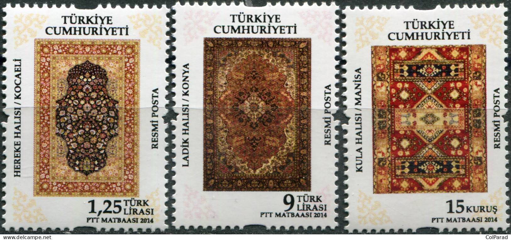 TURKEY - 2014 - SET OF 3 STAMPS MNH ** - Textile. Carpets - Unused Stamps