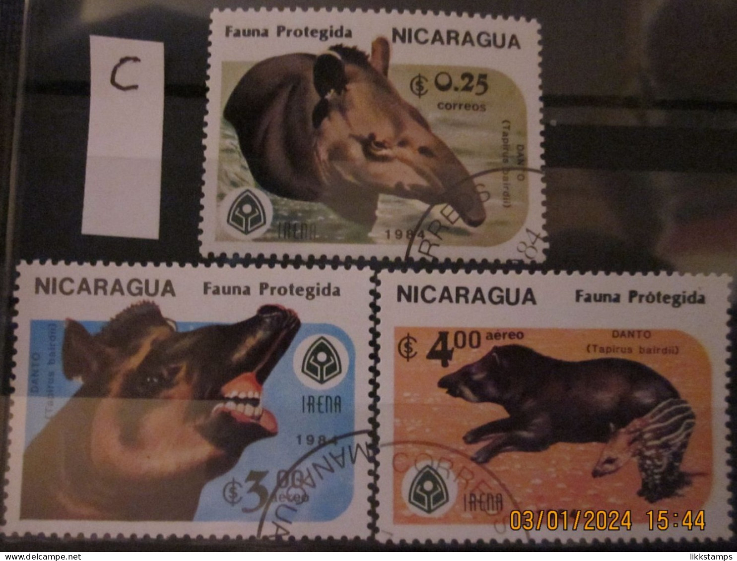 NICARAGUA ~ 1984 ~ S.G. NUMBERS 2636 + 2638 - 2639. ~ 'LOT C' ~ WILDLIFE. ~ VFU #03499 - Nicaragua