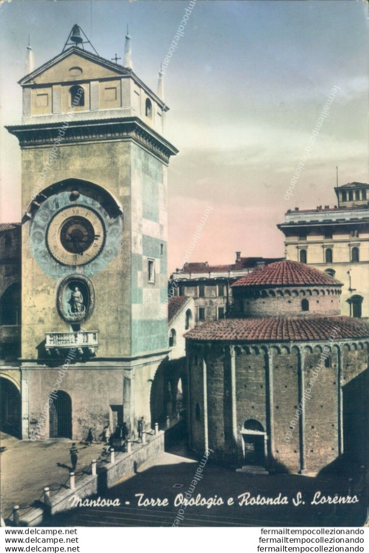 P16 Cartolina Mantova Citta'  Torre Orologio E Rotonda S.lorenzo - Mantova