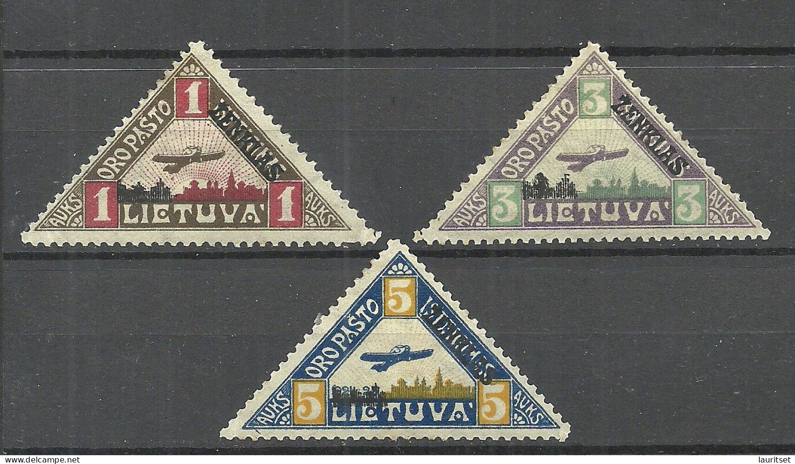 LITAUEN Lithuania 1922 Michel 118 - 120 * Air Plane Flugzeug - Lithuania