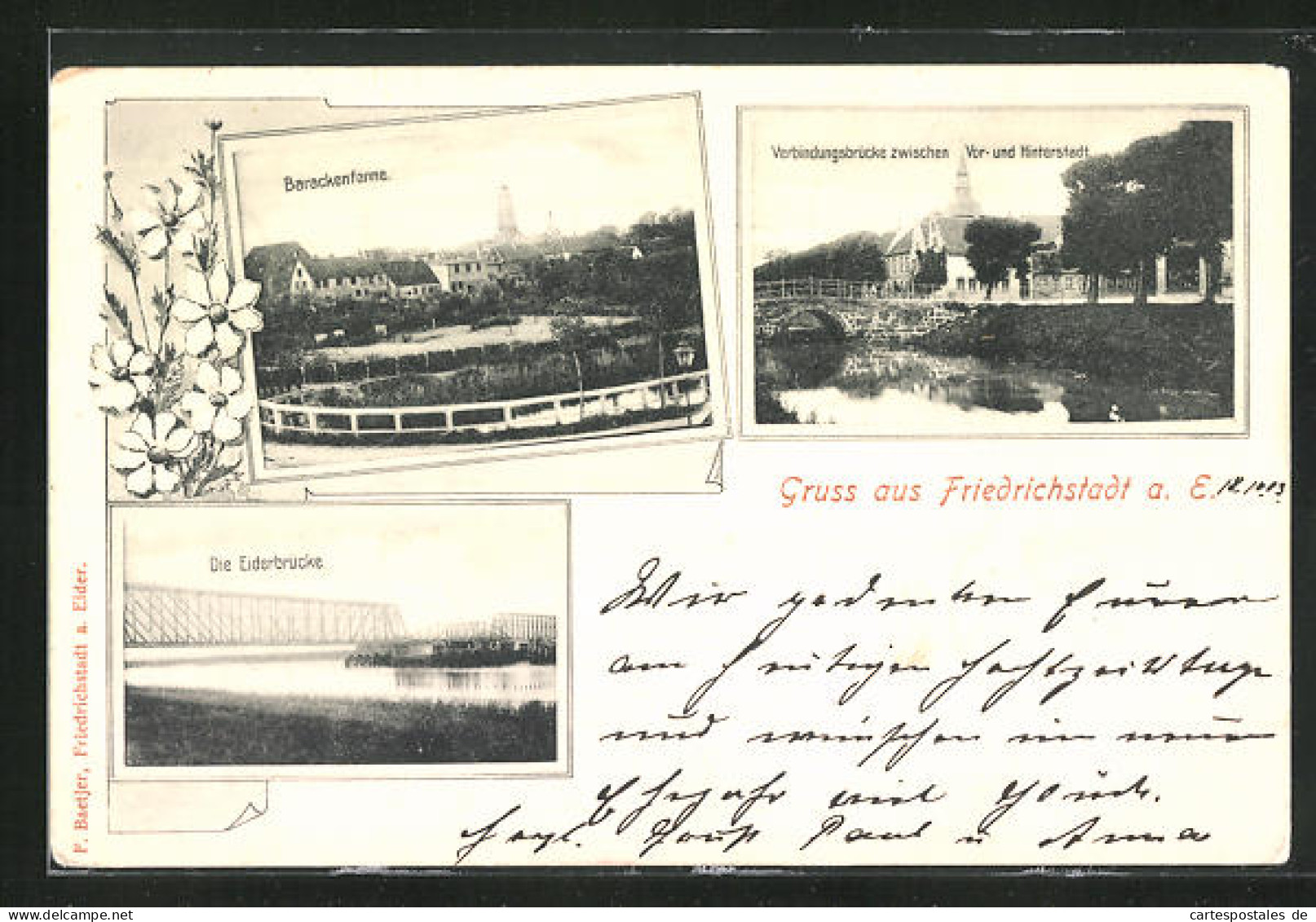 AK Friedrichstadt A. E., Barackenfenne, Eiderbrücke, Verbindungsbrücke  - Autres & Non Classés