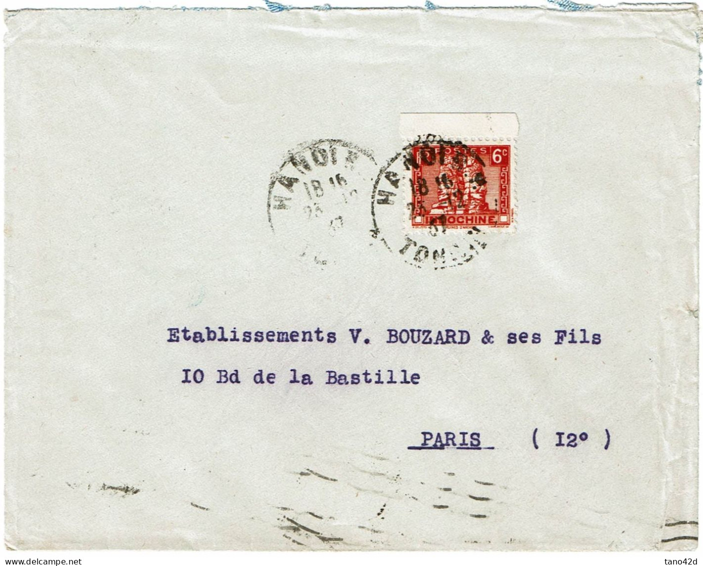 LPP15 -  INDOCHINE LETTRE HANOI / PARIS 23/12/1937 - Lettres & Documents