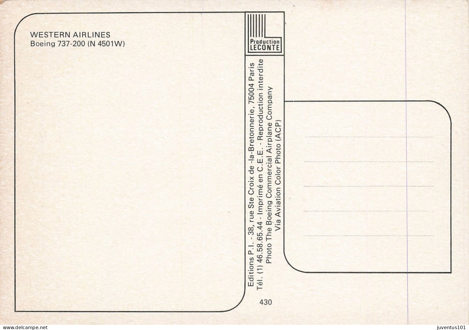 CPSM Boeing 737 Western Airlines       L2863 - 1946-....: Ere Moderne