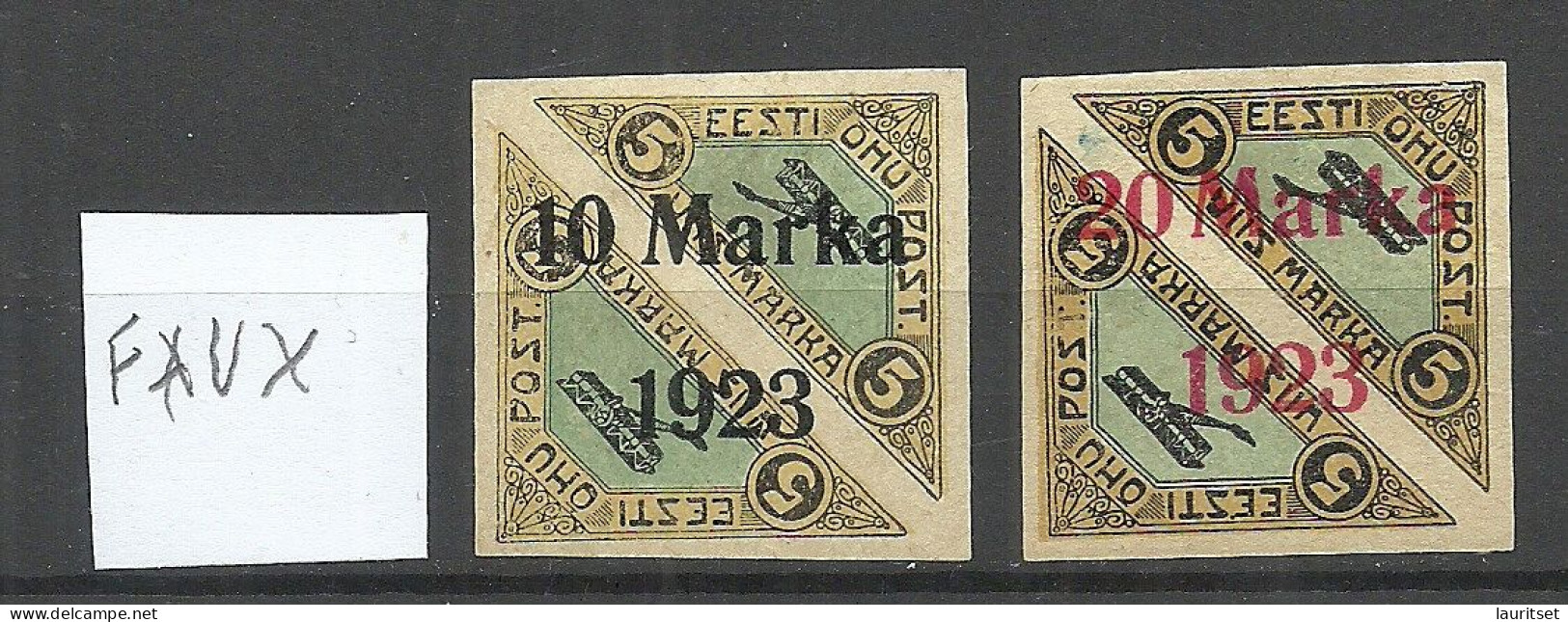 FAKE Estonia Estland 1923 Michel 43 - 44 B Alte Fälschungen Old Forgeries Faux * - Estonia