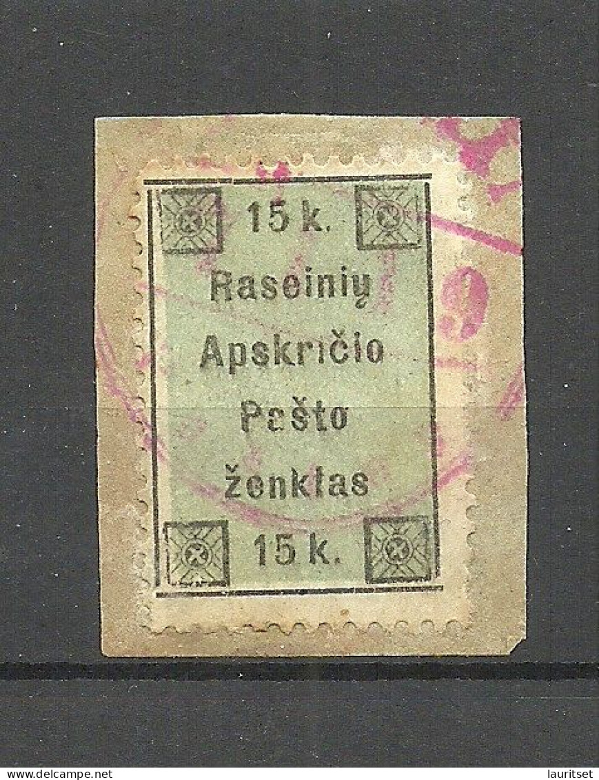 LITAUEN Lithuania 1919 Raseiniai 15 K Local Post O - Lituanie