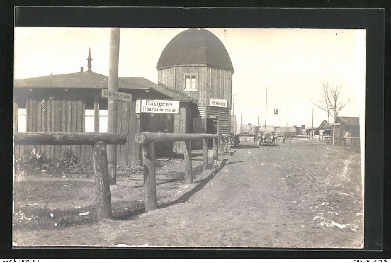 Foto-AK Lesnaja / Weissrussland, Scheinwerfer-Zug Feldfriseur  - Rusland