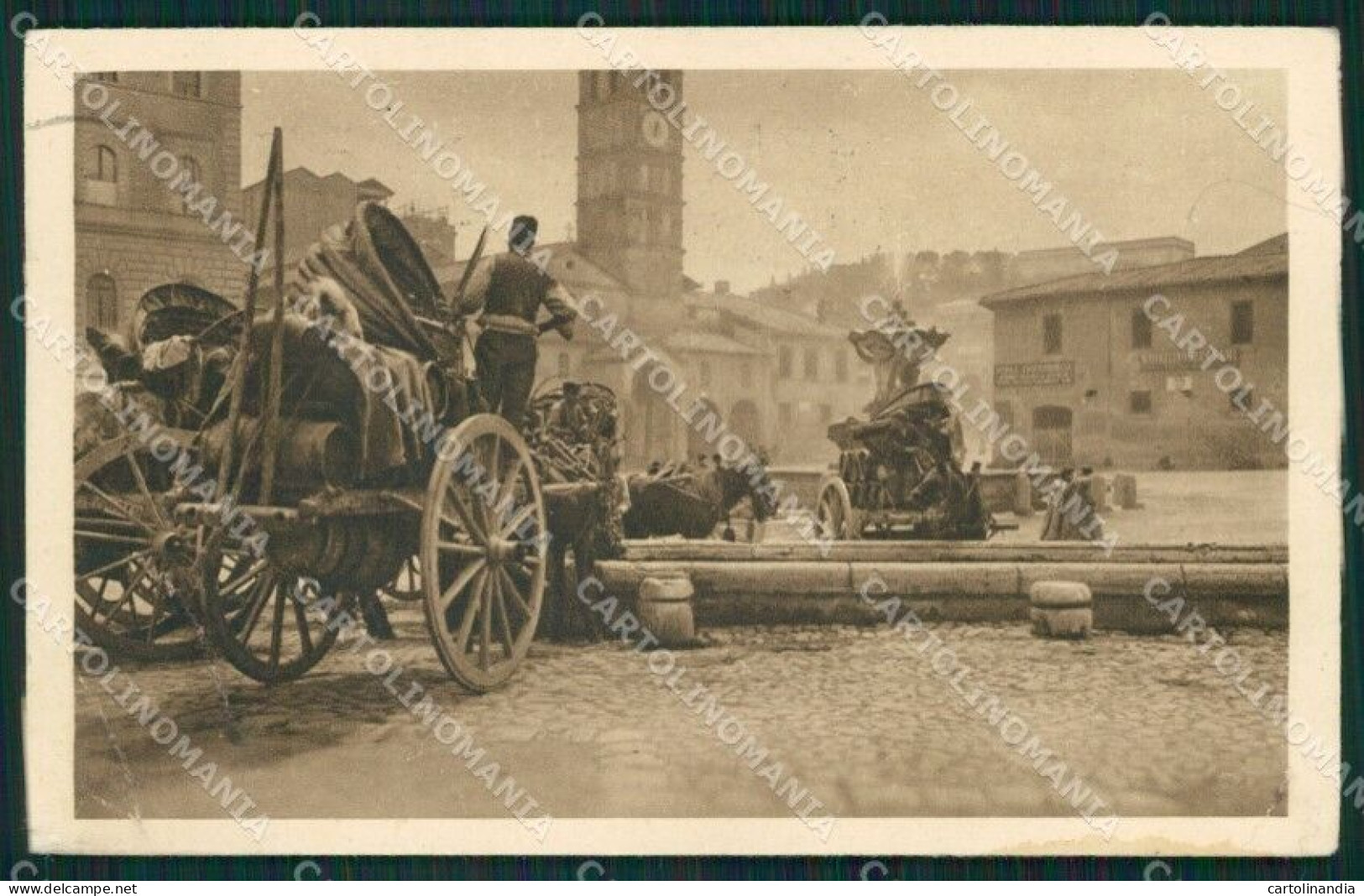 Roma Città Piazza Bocca Della Verità Carro Da Vino PIEGA Cartolina QT2313 - Autres & Non Classés