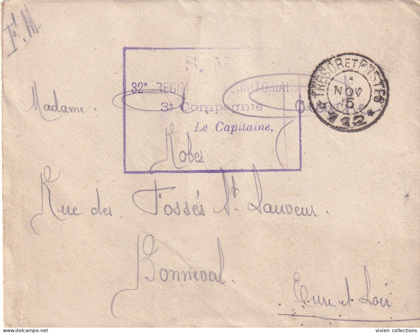 Lettre Du 1er Novembre 1915 "je Suis Aux Tranchées" Cachet SP 112 Tampon SM 32eme Régiment Territorial 3eme Compagnie - WW I