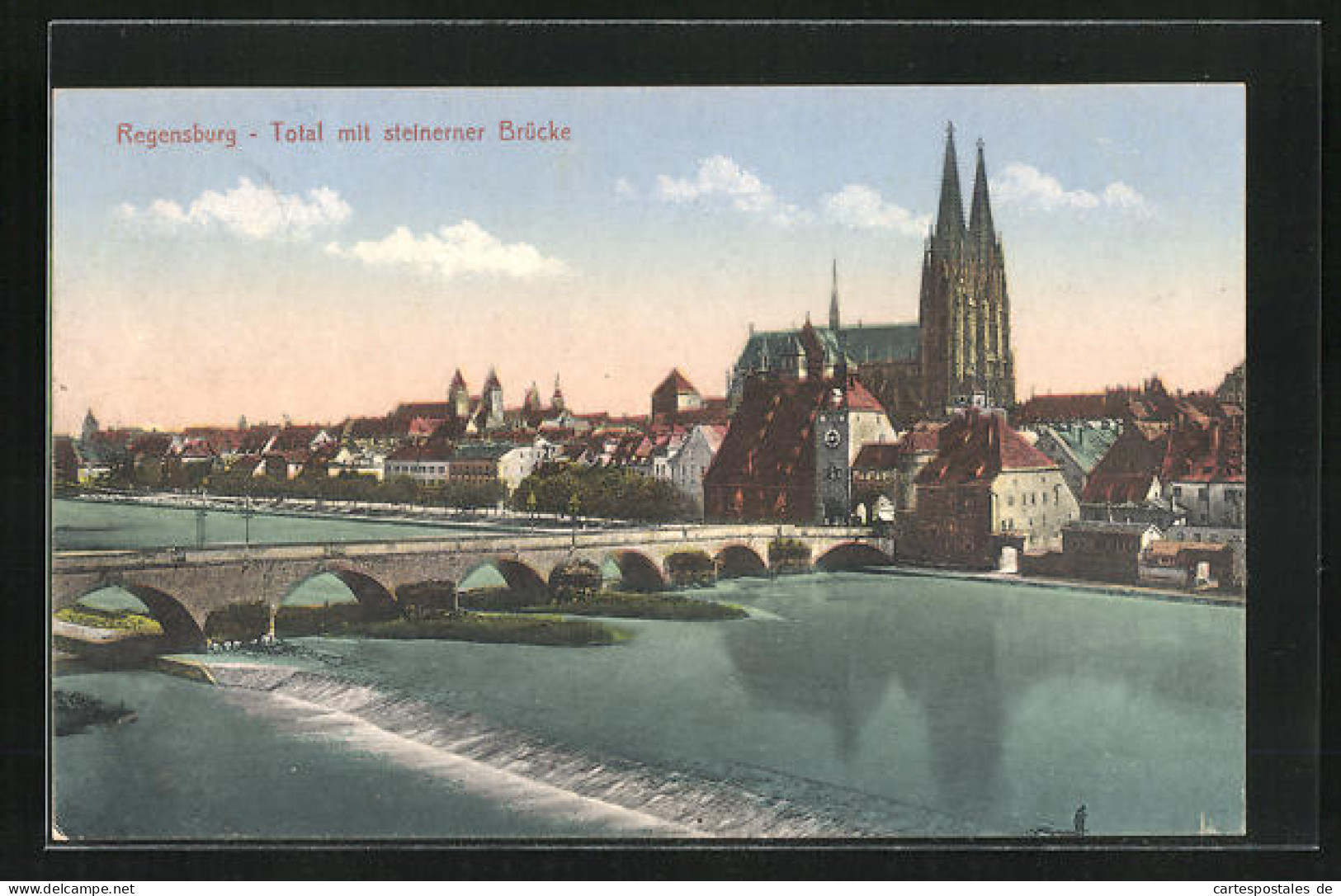 AK Regensburg, Panorama Mit Steinerner Brücke  - Regensburg