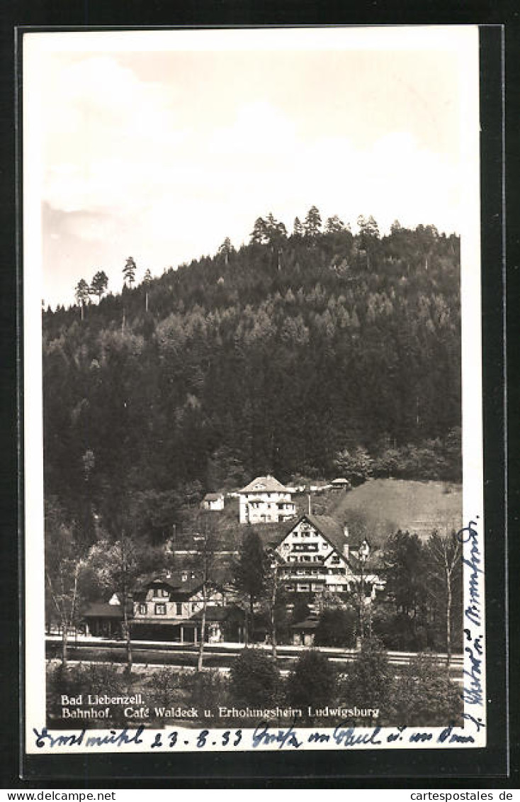 AK Bad Liebenzell, Bahnhof, Café Waldeck Und Erholungsheim Ludwigsburg Aus Der Vogelschau  - Ludwigsburg