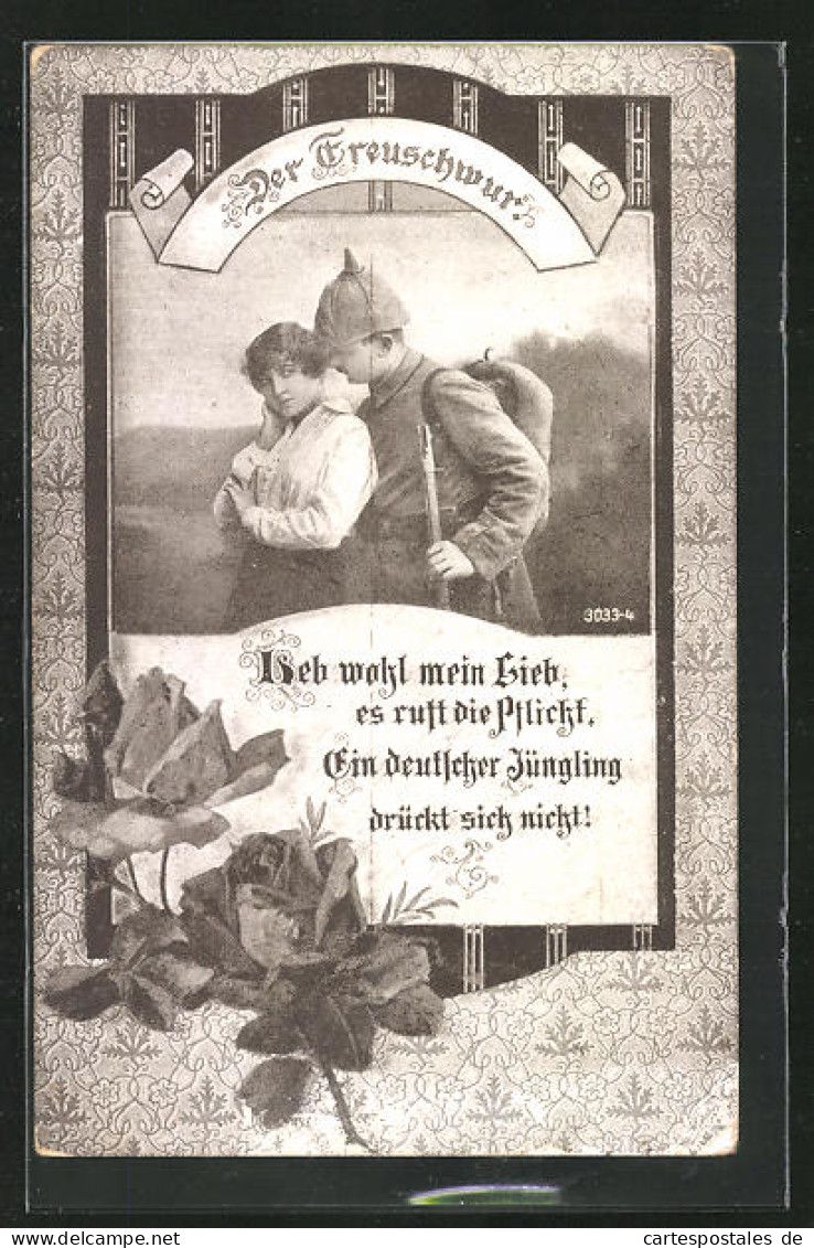 AK Junge Frau Verabschiedet Sich Von Einem Soldaten, Soldatenliebe  - Oorlog 1914-18