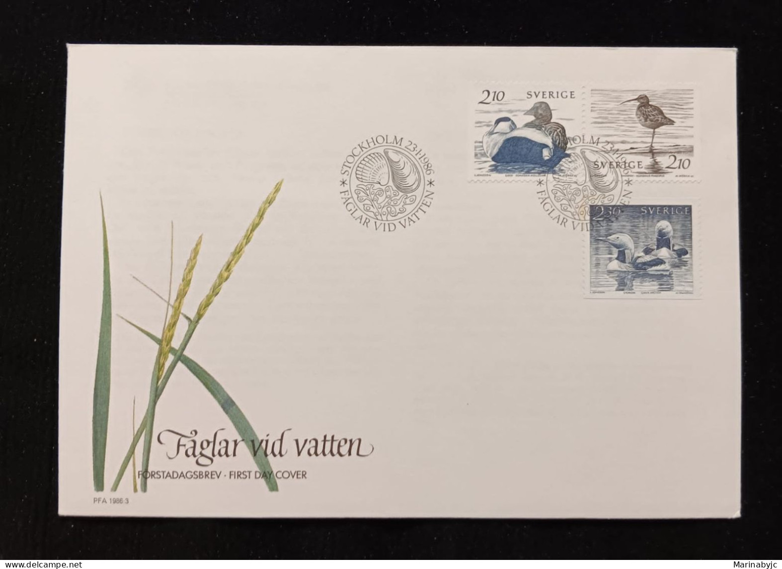 D)1987, SWEDEN, FIRST DAY COVER, ISSUE, WATERBIRDS, EIDER, WHIRD WIRELE, ARCTIC LOON, FDC - Other & Unclassified