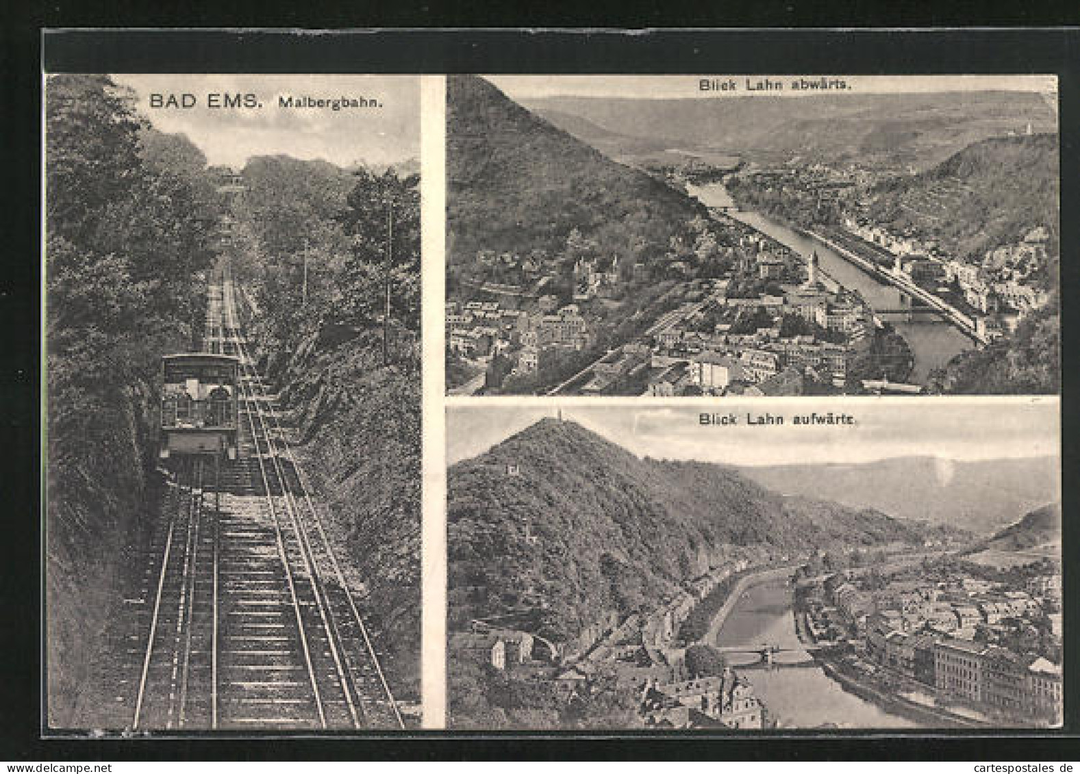 AK Bad Ems, Malbergbahn, Blick Lahn Auf- Und Abwärts  - Bad Ems