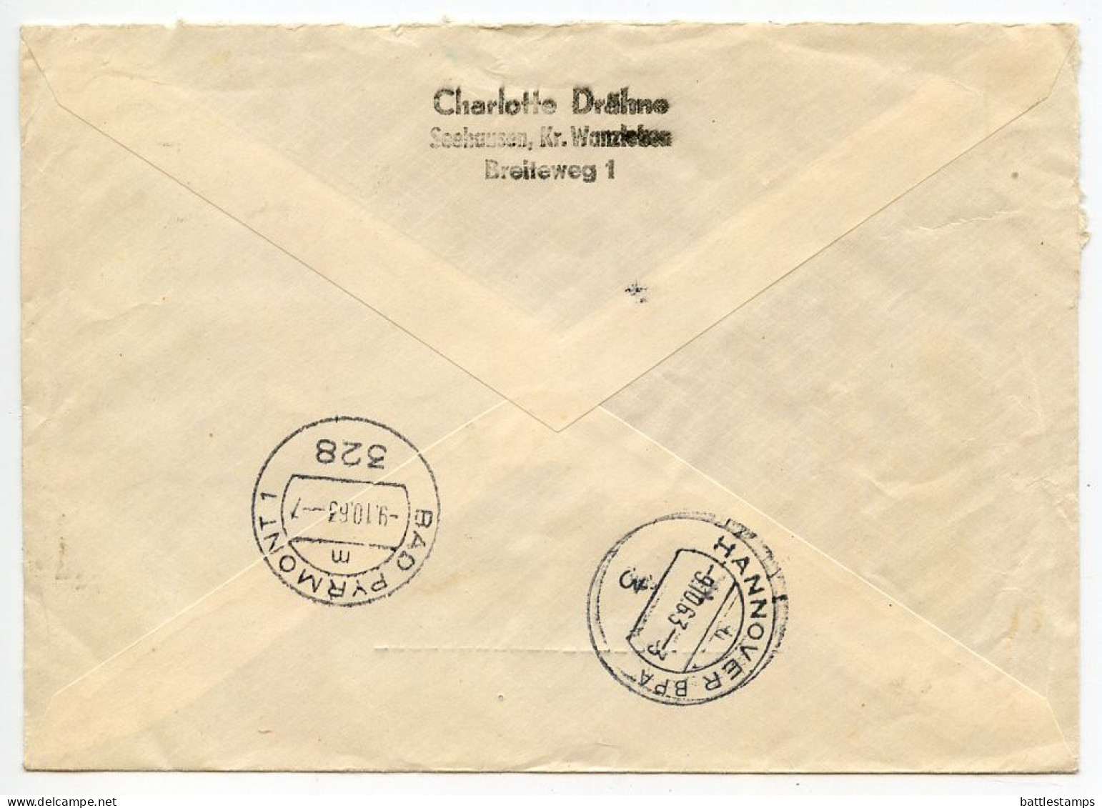 Germany East 1963 Registered Express Cover; Seehausen (Börde) To Bad Pyrmont; Mix Of Stamps - Lettres & Documents