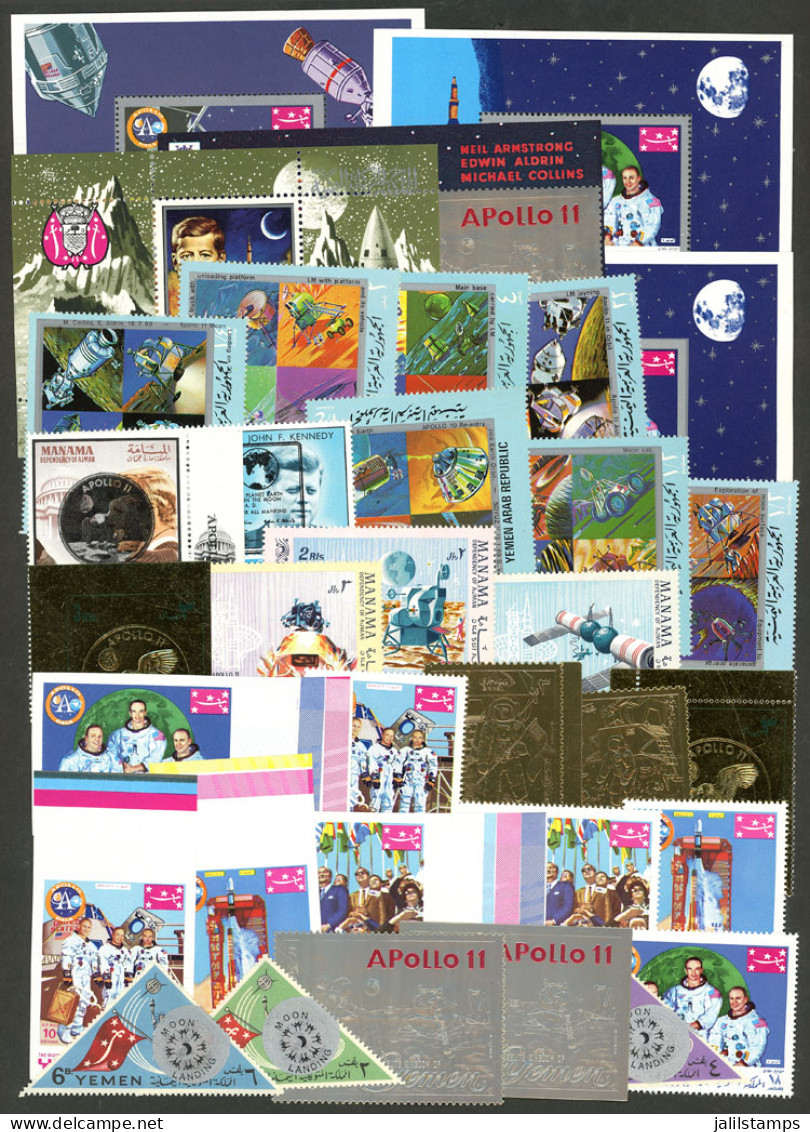 TOPIC SPACE: MOON LANDING: Lot Of Sets And Souvenir Sheets, Some Imperforate, Others Printed In Gold, Etc., Mainly Of Ar - Altri & Non Classificati