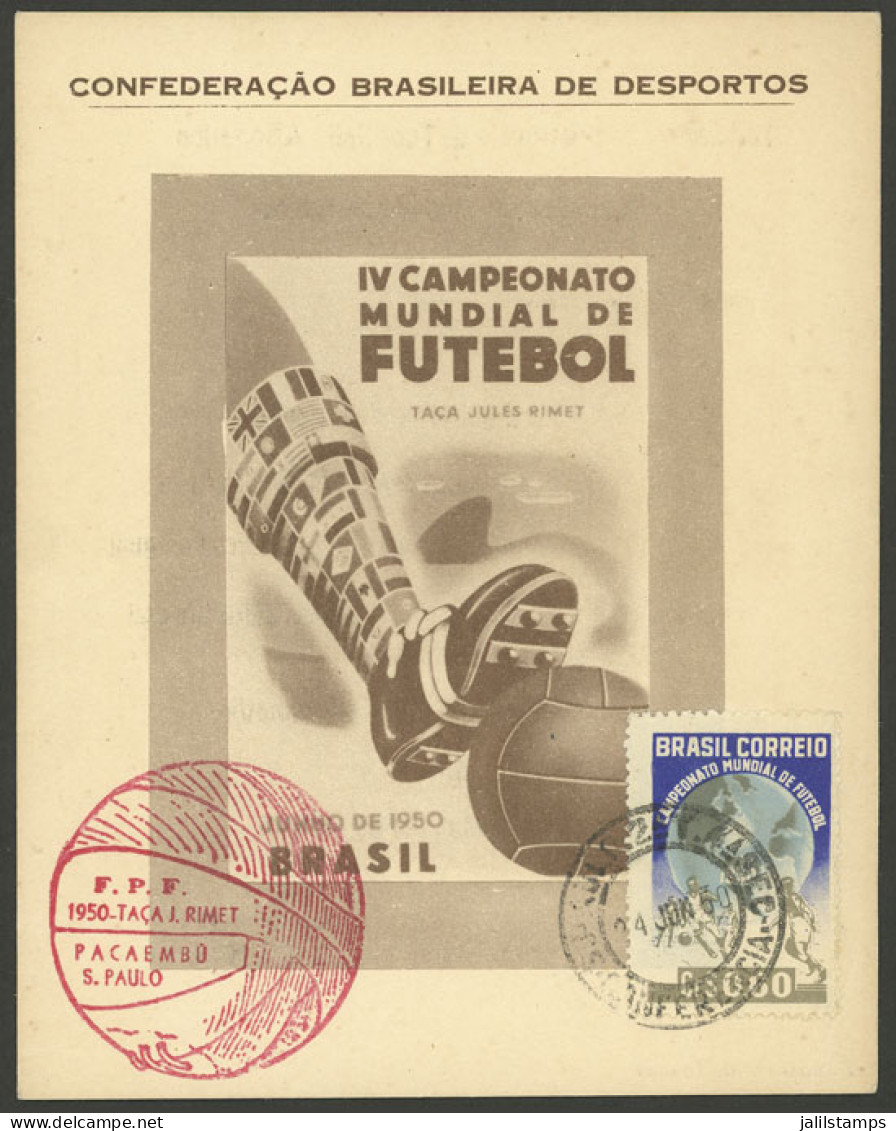 TOPIC FOOTBALL: BRAZIL: Card Commemorating The 1950 Football World Cup, Excellent! - Altri & Non Classificati