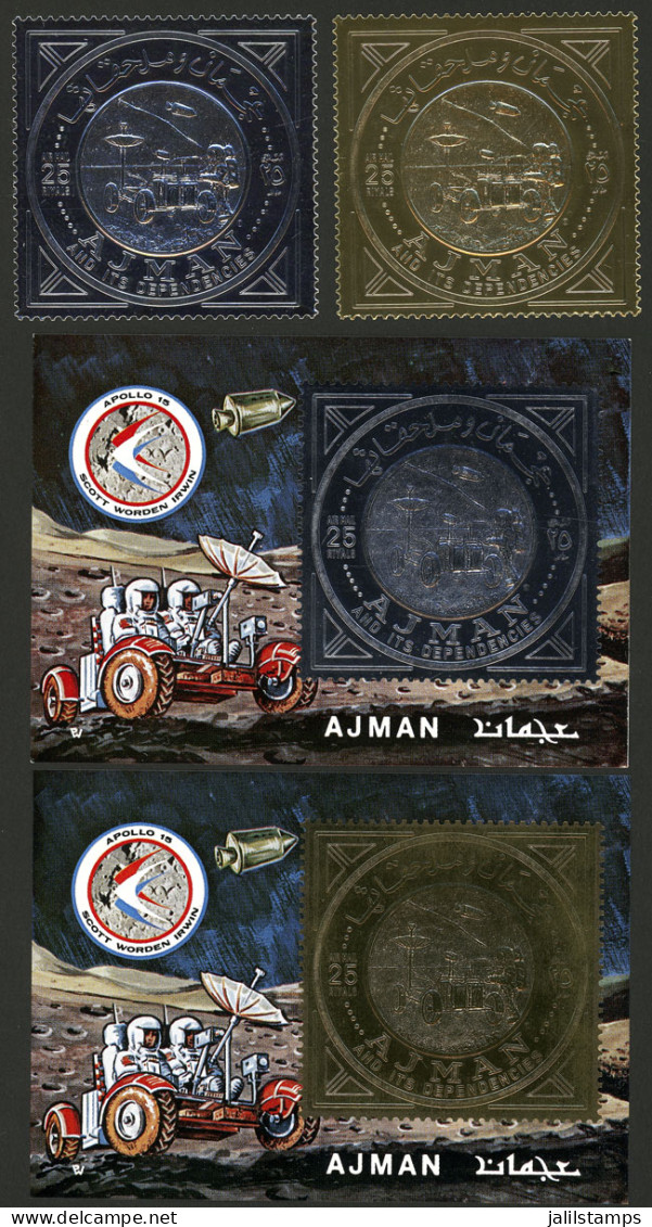 AJMAN: 1971 Apollo 15, Set Of 2 Stamps + 2 S.sheets, MNH, Excellent Quality! - Ajman