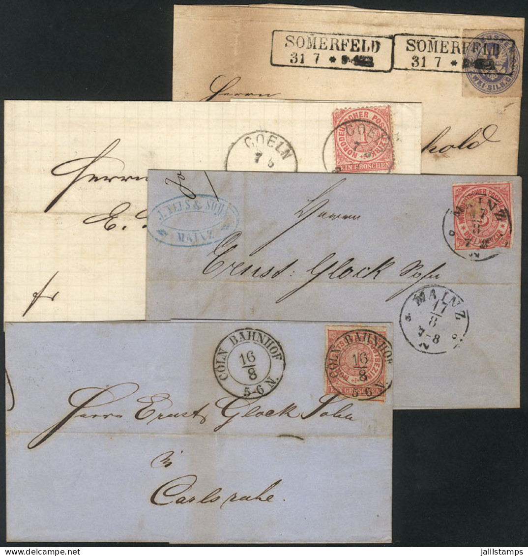 GERMANY: 4 Folded Covers Posted Between 1868 And 1871 With Interesting Cancels! - Altri & Non Classificati