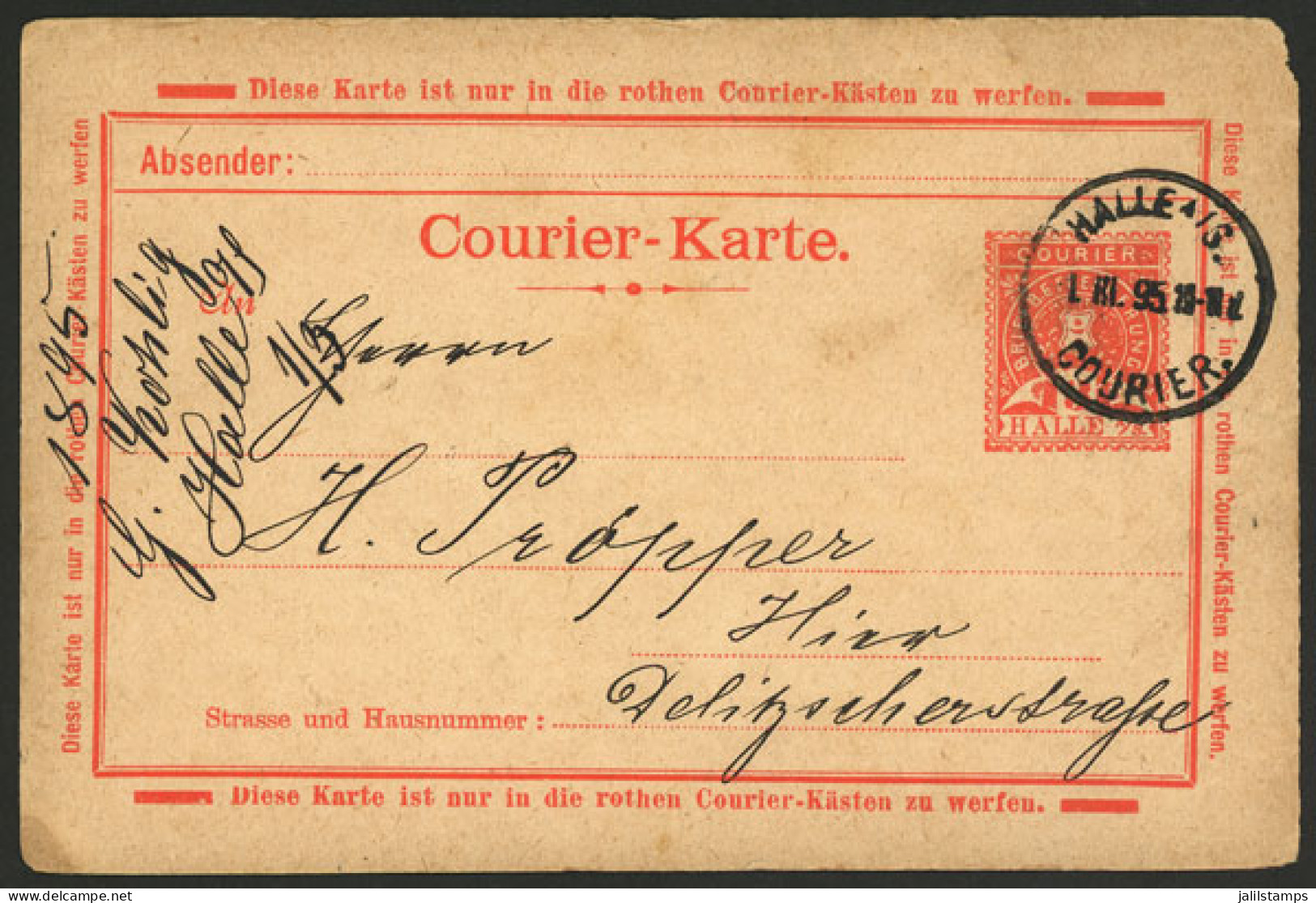 GERMANY: Postal Card Of Private Post Used In Halle On 1/MAR/1895, VF And Attractive! - Sonstige & Ohne Zuordnung