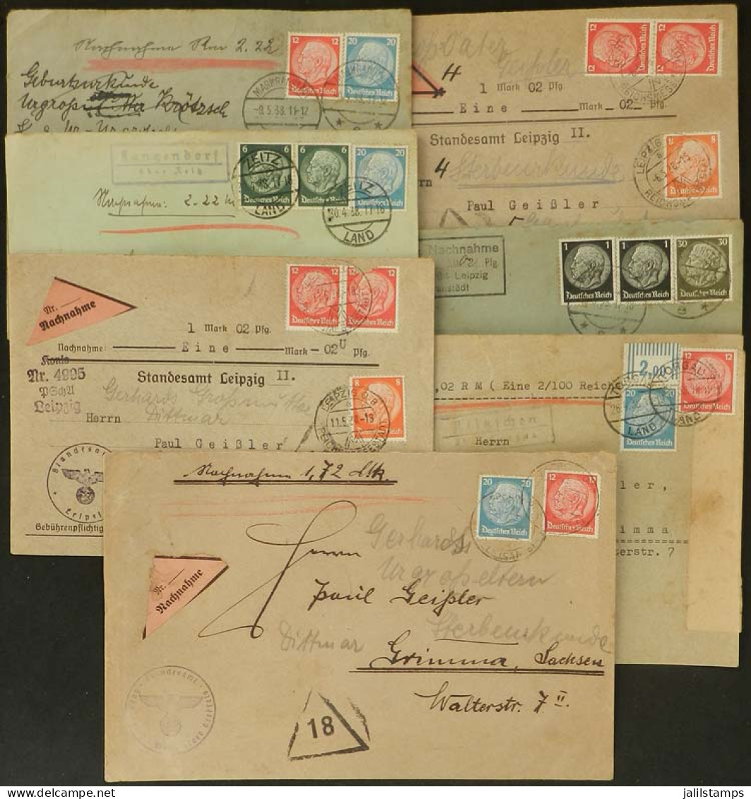 GERMANY: 7 Covers Posted In 1938, All With Triangular COD Labels, Interesting! - Otros & Sin Clasificación