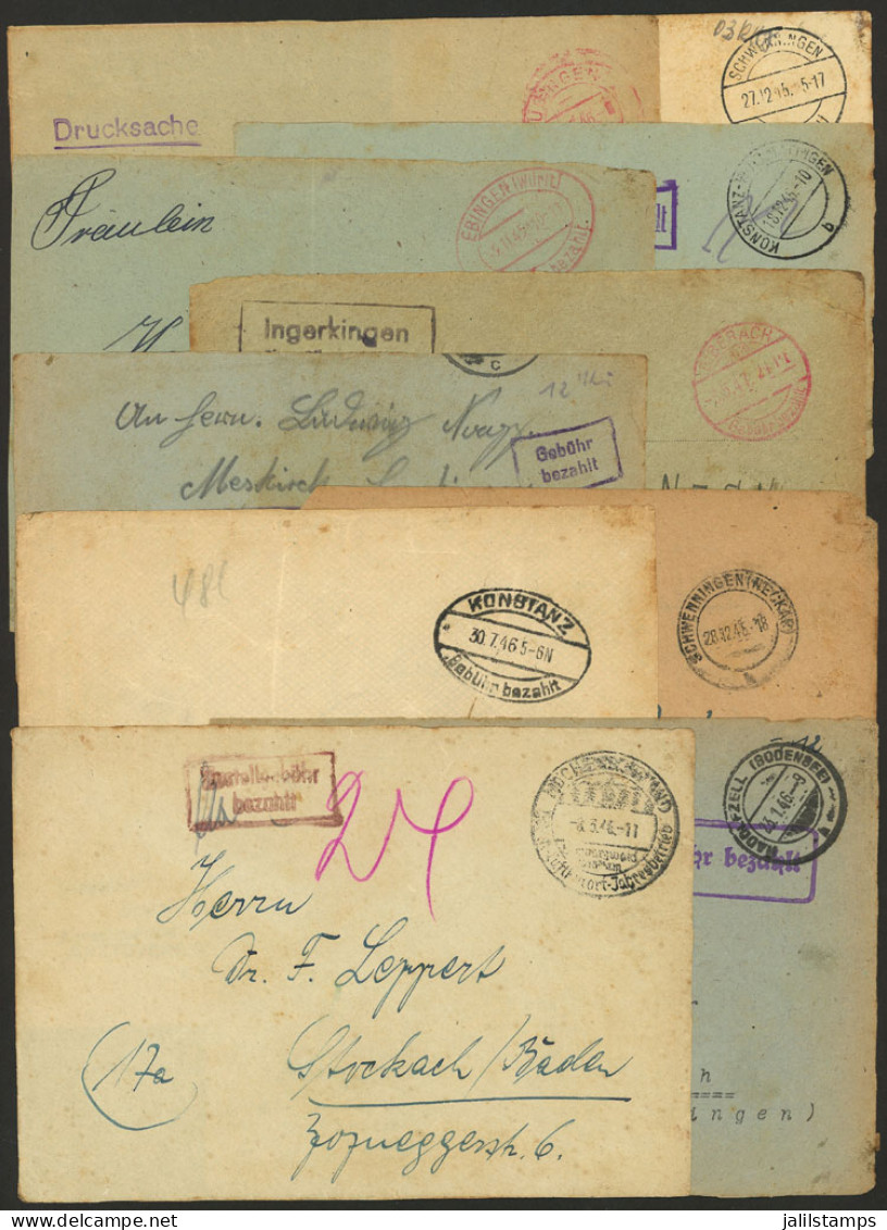 GERMANY: 10 Cover Fronts Used Between 1945 And 1947, Without Postage, With Varied "GEBÜHR BEZAHLT" Marks, Mixed Quality  - Andere & Zonder Classificatie