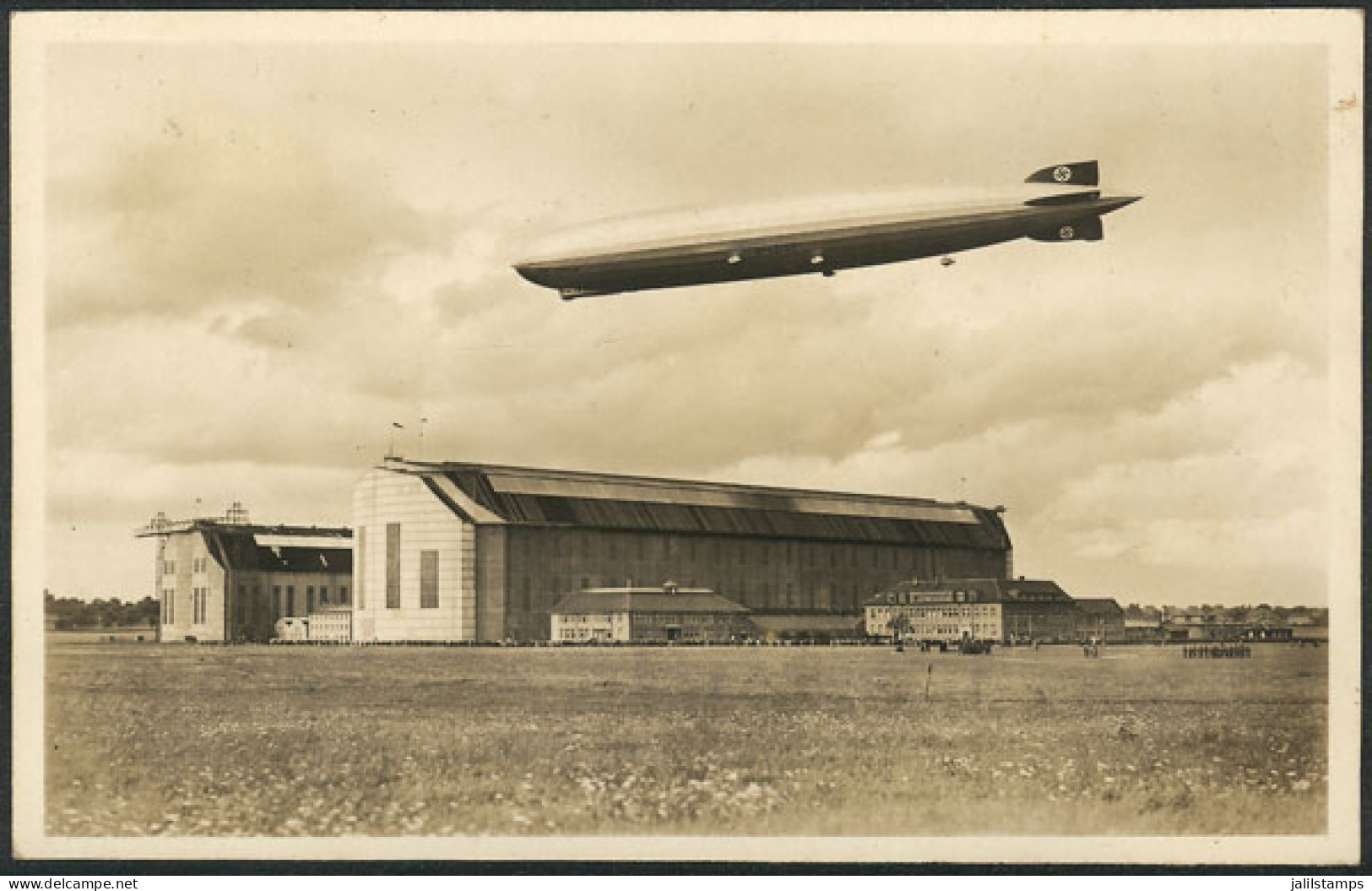 GERMANY: Graf Zeppelin über Der Werft, Excellent Front, With Some Adherences On Reverse, Very Nice! - Sonstige & Ohne Zuordnung