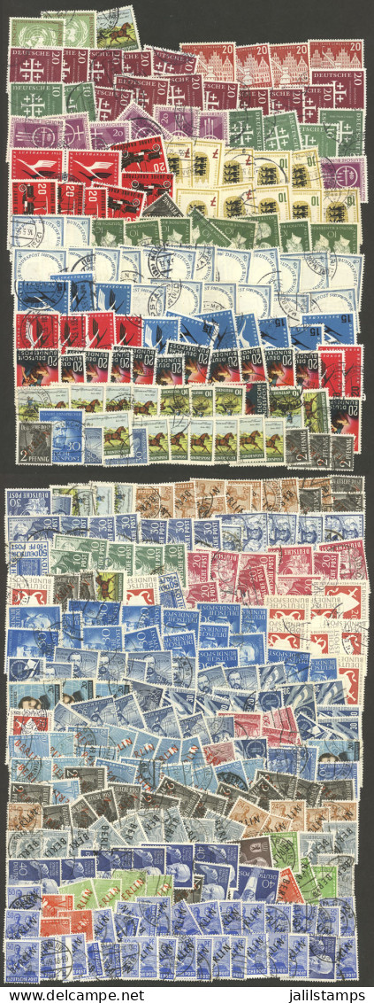 WEST GERMANY - BERLIN: Lot Of Several Hundreds Used Stamps Of 1950s (some Of Late 1940s), The General Quality Is Very Fi - Other & Unclassified