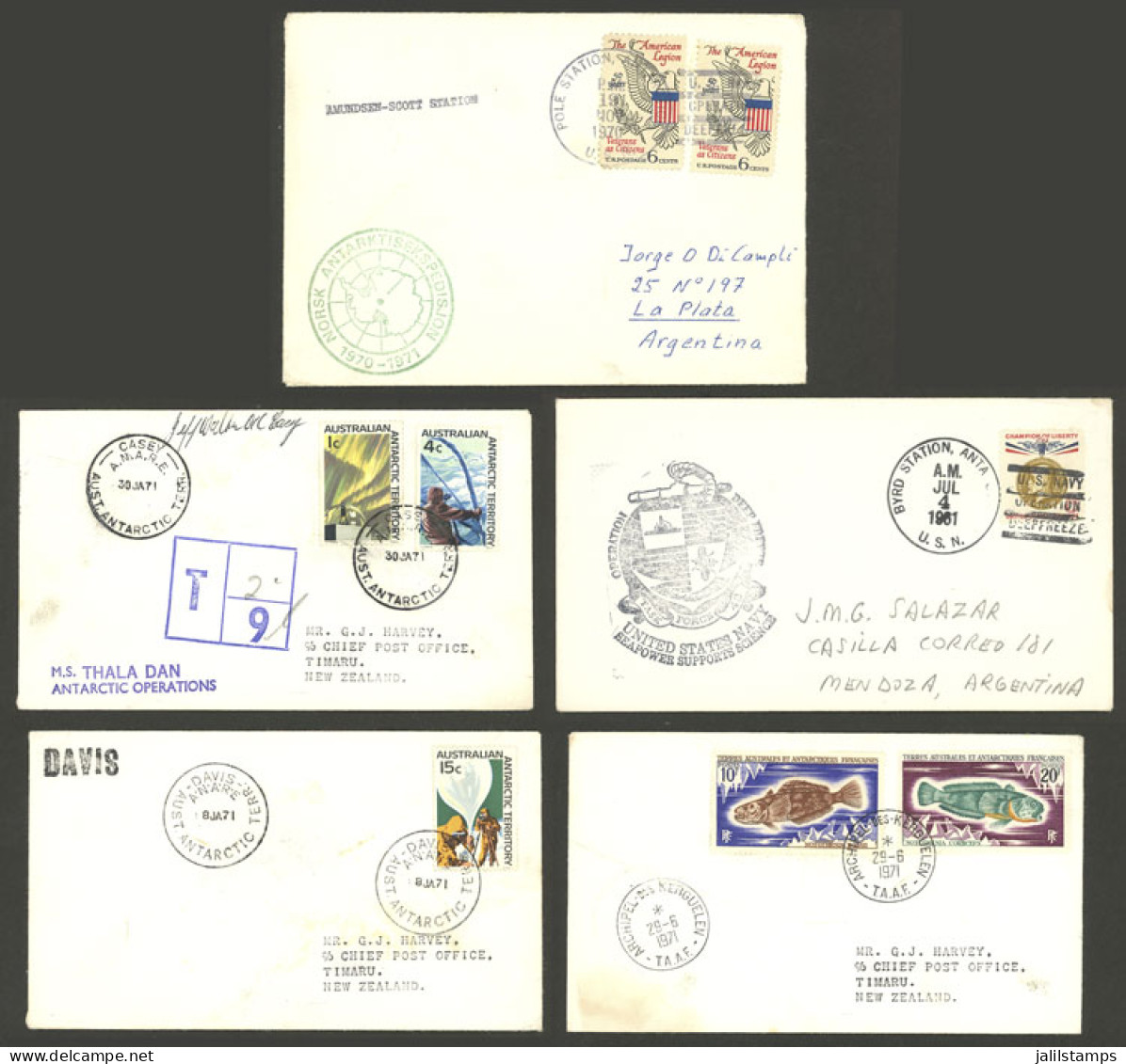 ANTARCTICA: 5 Covers Of The Years 1961 To 1971, Very Attractive! - Autres & Non Classés