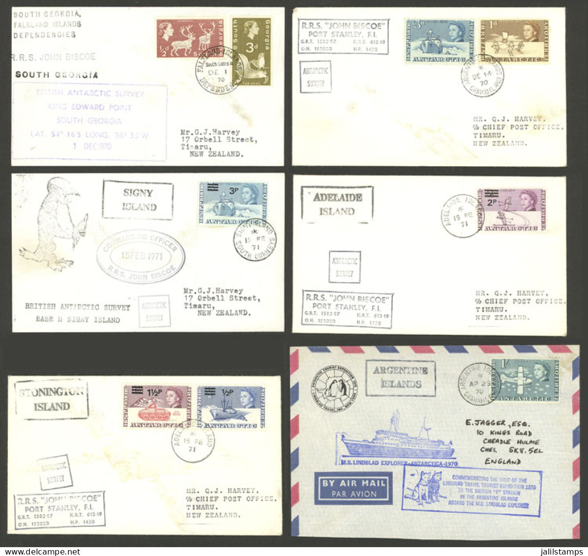 BRITISH ANTARCTIC TERRITORY: 6 Covers Of The Years 1970/1, Very Attractive! - Altri & Non Classificati