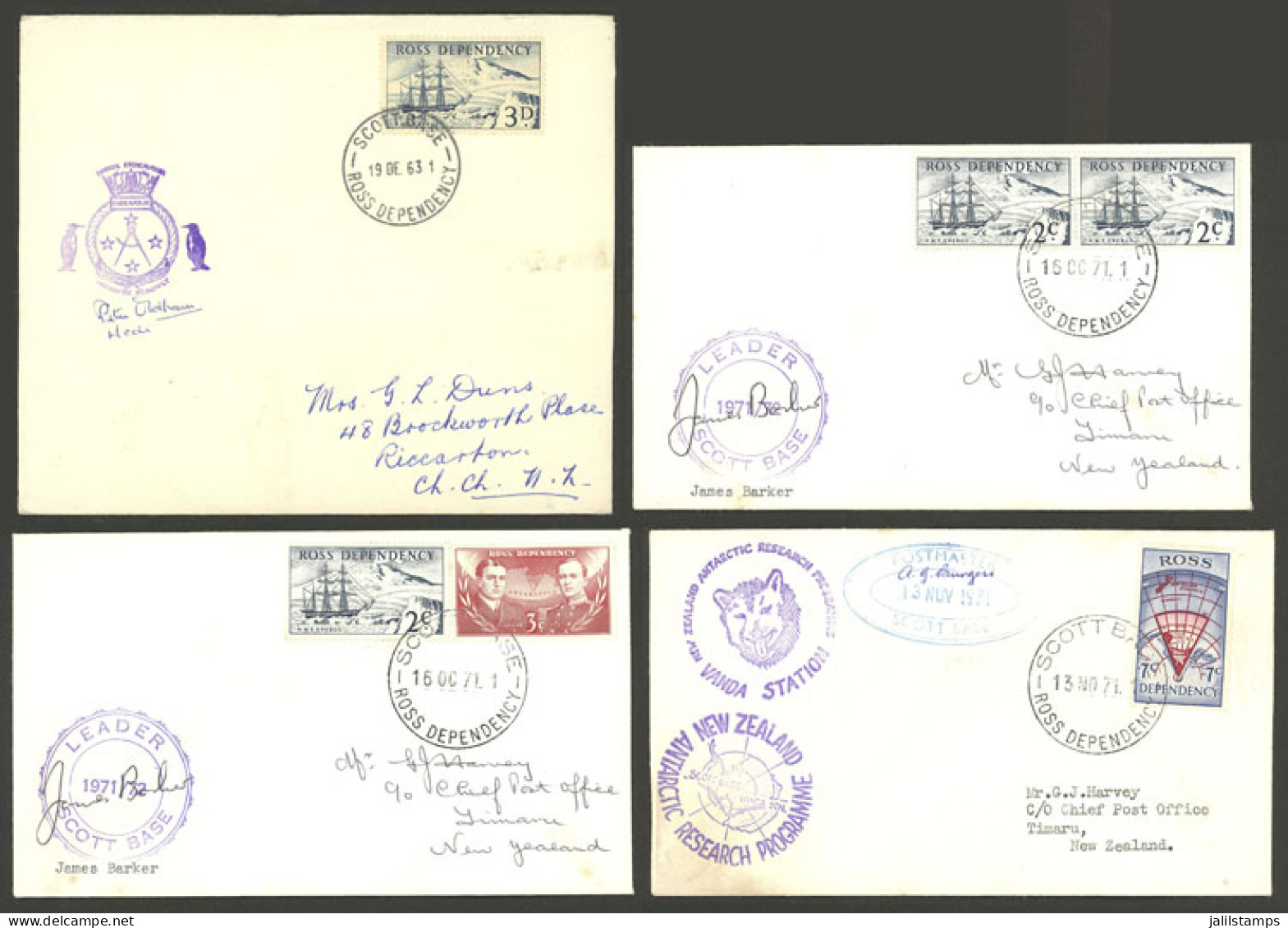 ANTARCTICA - NEW ZEALAND: 4 Covers Of The Years 1963 And 1971, All Signed By Authorities, VF Quality! - Other & Unclassified