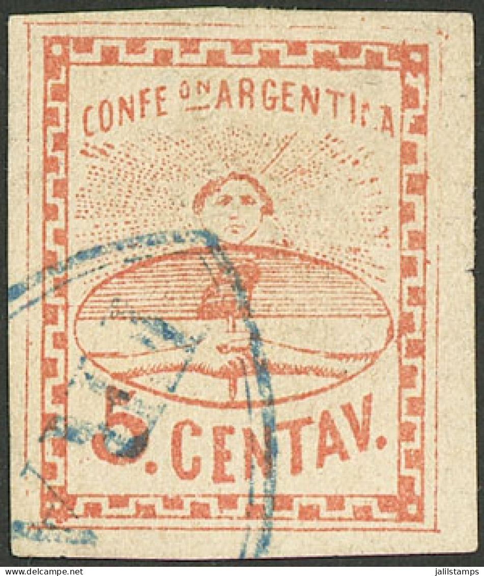 ARGENTINA: GJ.4, 5c. Large Figures, Used, Excellent Quality, Rare, Signed By Alberto Solari On Back - Sonstige & Ohne Zuordnung