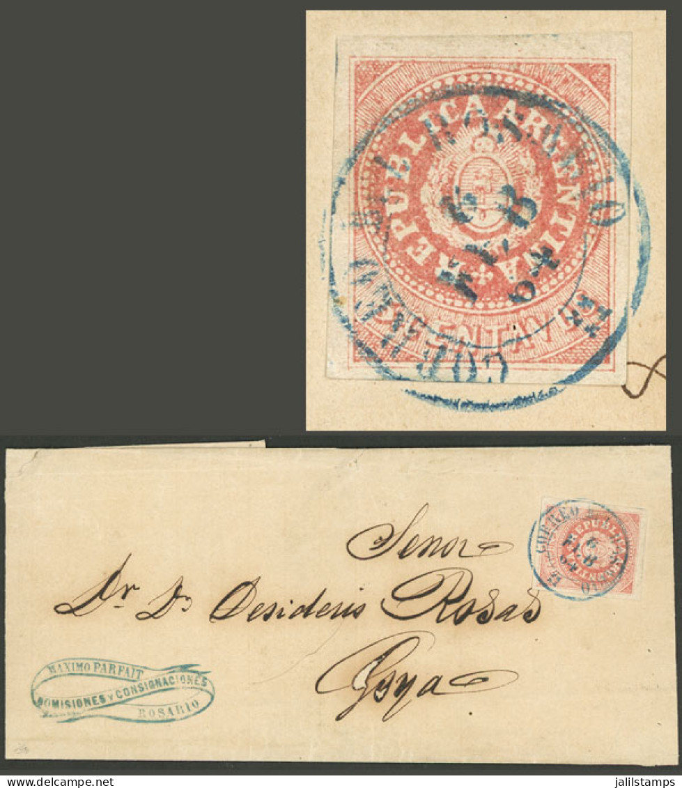 ARGENTINA: GJ.15, 5c. Pale Red, Fantastic And Absolutely Superb Example Franking A Folded Cover Sent From Rosario To Goy - Sonstige & Ohne Zuordnung