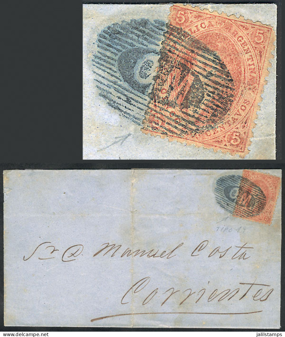 ARGENTINA: GJ.19j, 1st Printing, With "bottom Left Angle Incomplete" Variety (position 19), Franking An Entire Letter Se - Altri & Non Classificati