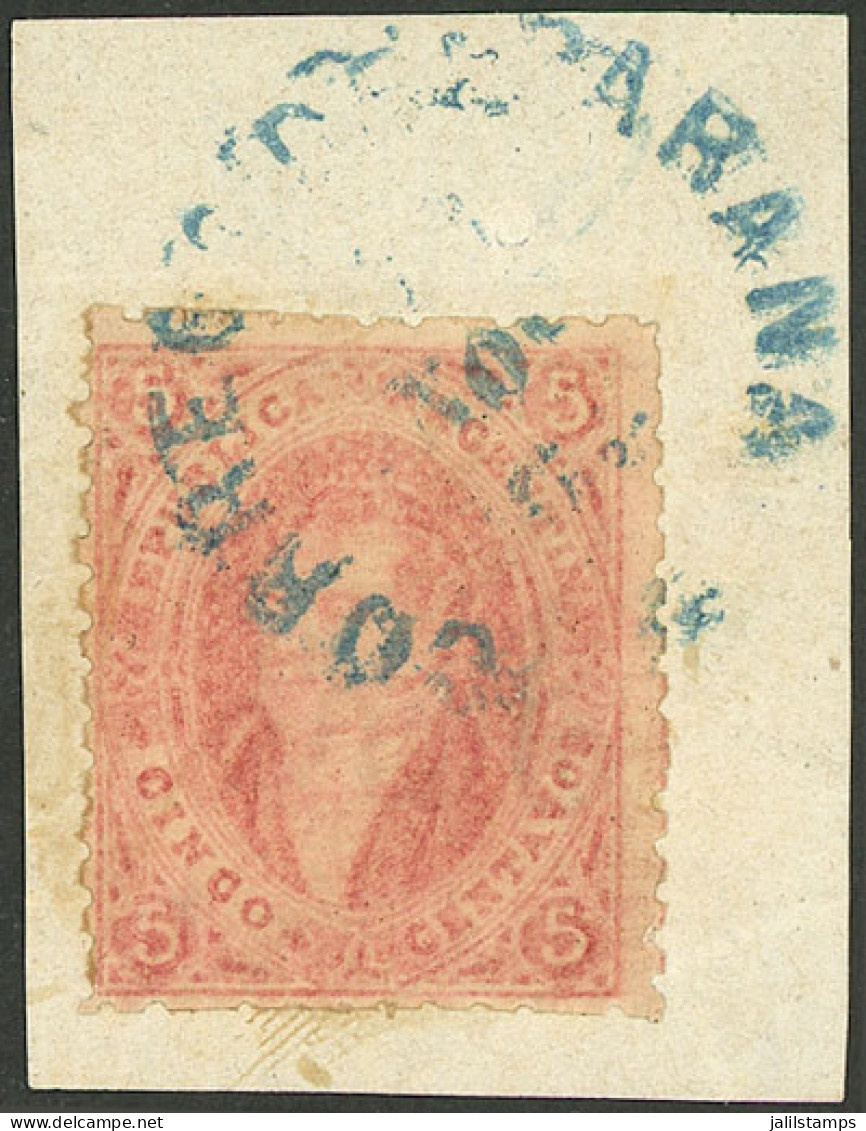 ARGENTINA: GJ.20j, 3rd Printing, Mulatto, Superb Example On Fragment With Blue Rimless Datestamp Of PARANÁ, Excellent! - Sonstige & Ohne Zuordnung