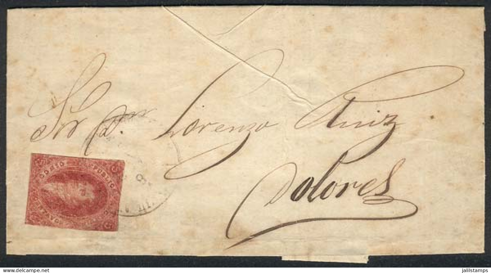 ARGENTINA: GJ.25, 4th Printing, Franking An Entire Letter Sent From Buenos Aires To Dolores On 6/AU/1866 With Double Cir - Autres & Non Classés