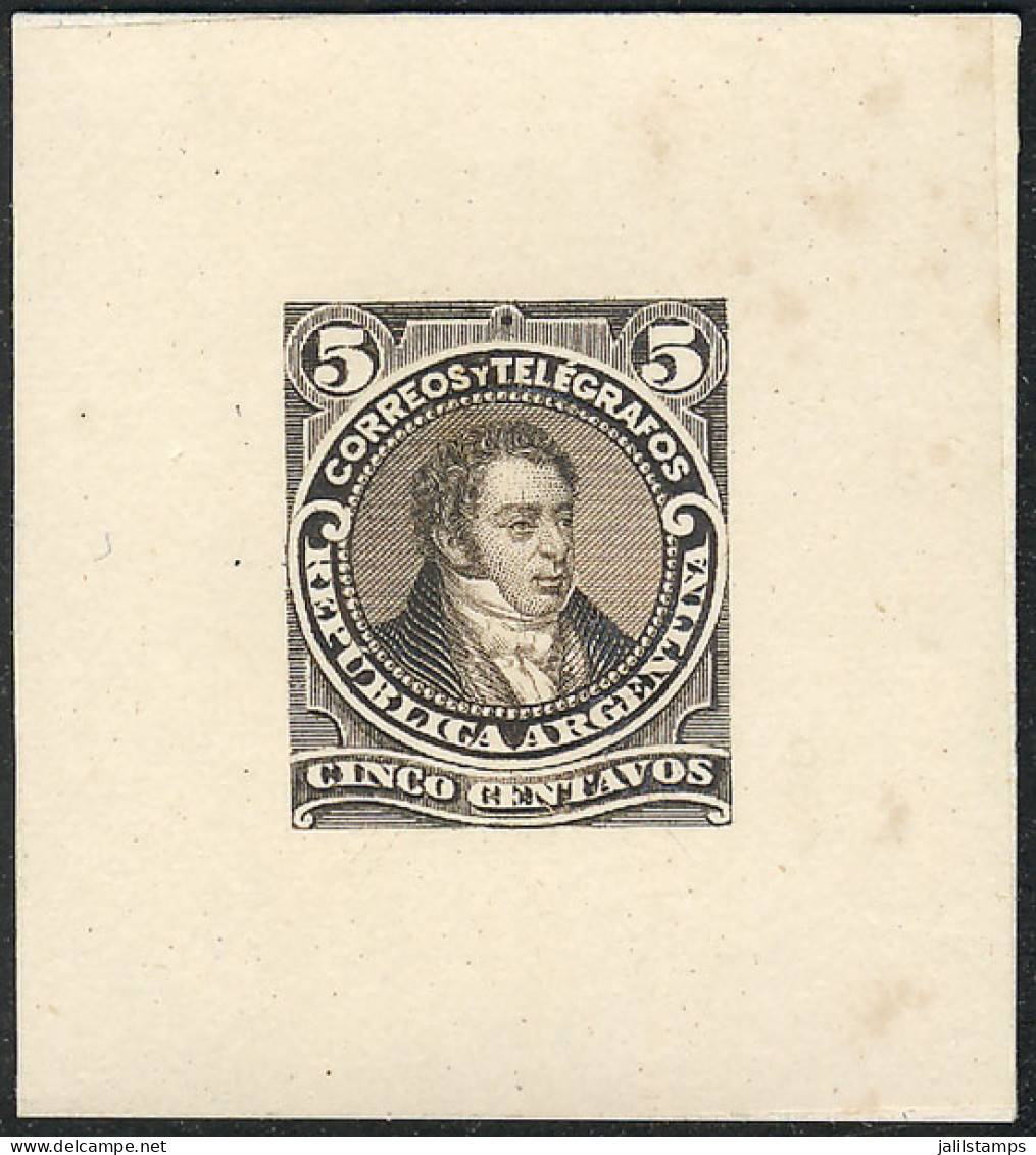 ARGENTINA: GJ.106, 1889 5c. Rivadavia, Die Proof Of The SECOND STAGE In The Evolution Of The Design (adopted), Chestnut- - Other & Unclassified