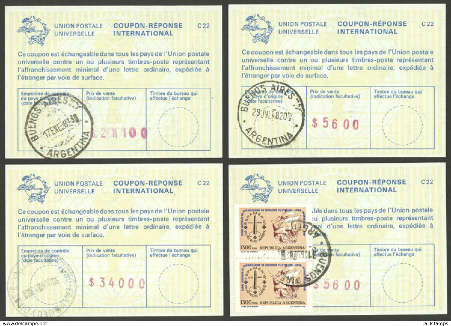 ARGENTINA: INFLACIÓN RATES: 4 IRC With Rates Of $5,600 (29/JUL/1982), $8,200 (31/AU/82), $21,100 (17/JA/1983) And $34,00 - Autres & Non Classés
