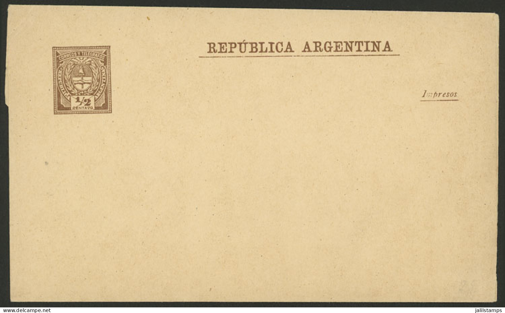 ARGENTINA: GJ.FAJ-11, 1889 Coat Of Arms ½c. With The Stamp Printed On The Left, Unused, Very Fine Quality! - Altri & Non Classificati