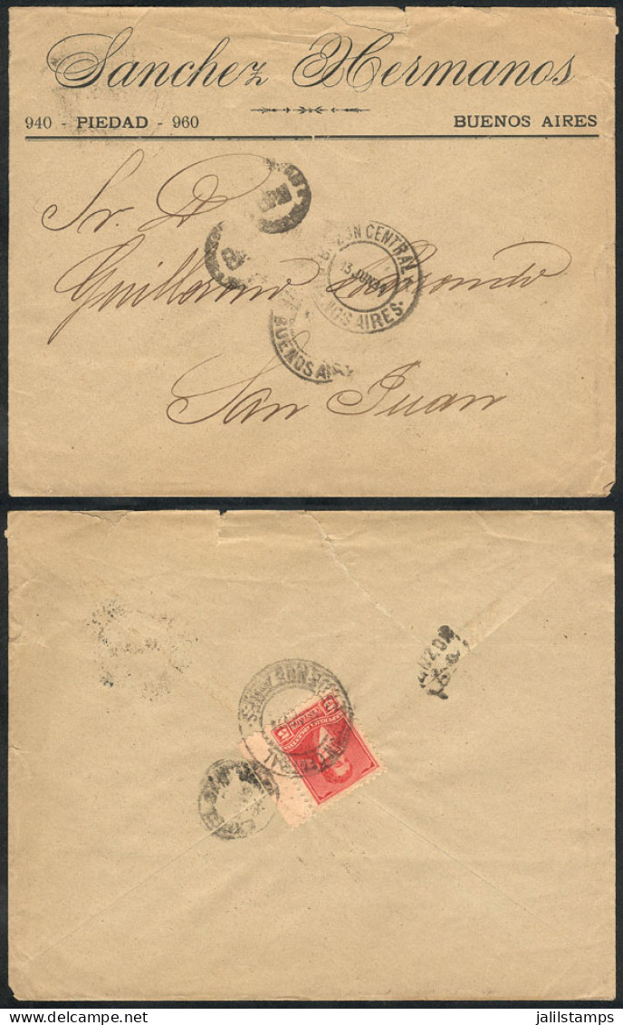 ARGENTINA: Cover Sent From Buenos Aires To San Juan On 13/JUN/1894 Franked With 5c. (GJ.141), VF Quality! - Sonstige & Ohne Zuordnung