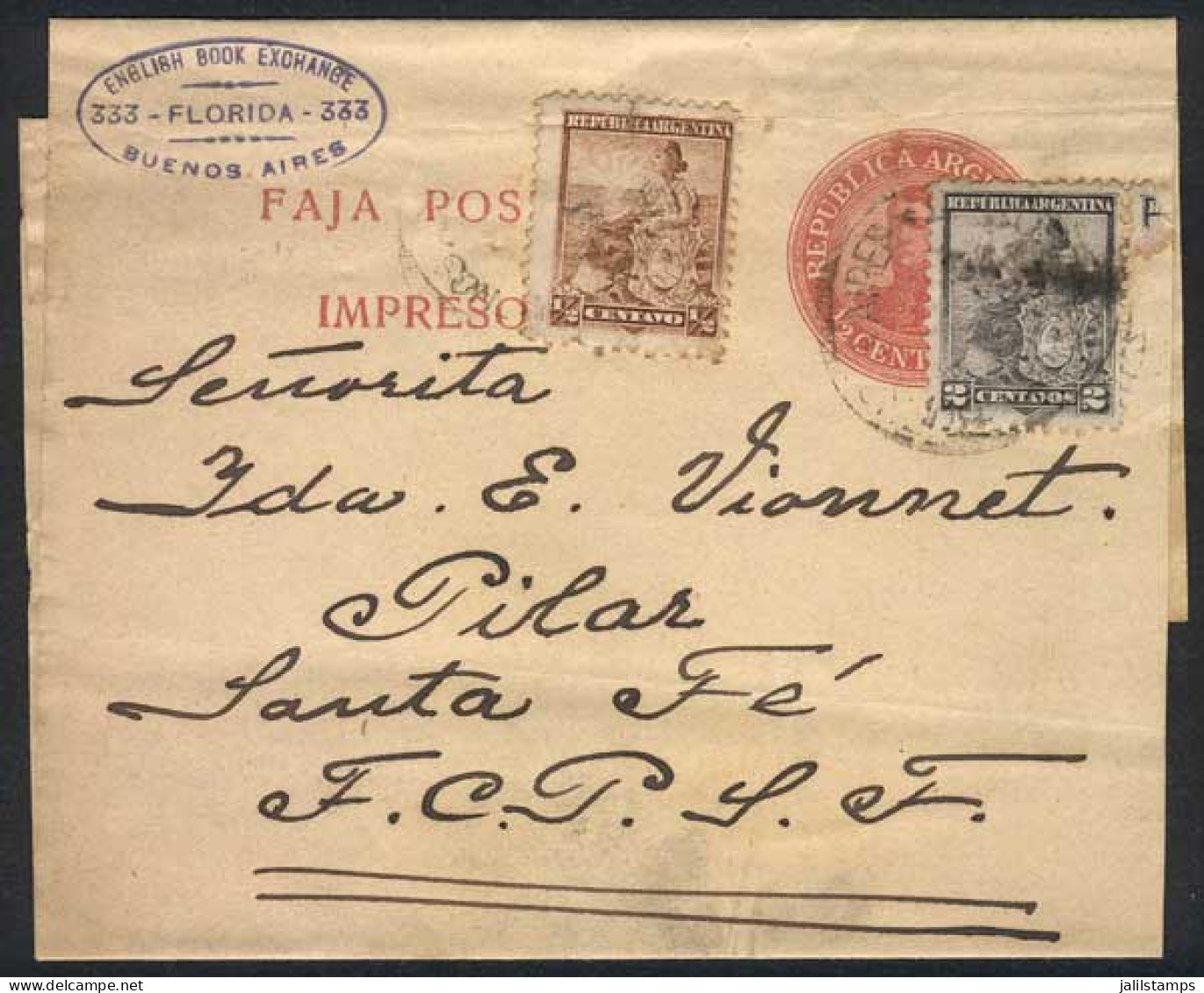 ARGENTINA: ½c. Wrapper + GJ.217 + 219 (total 3c.), Sent From B.Aires To Pilar In 1906, VF! - Autres & Non Classés